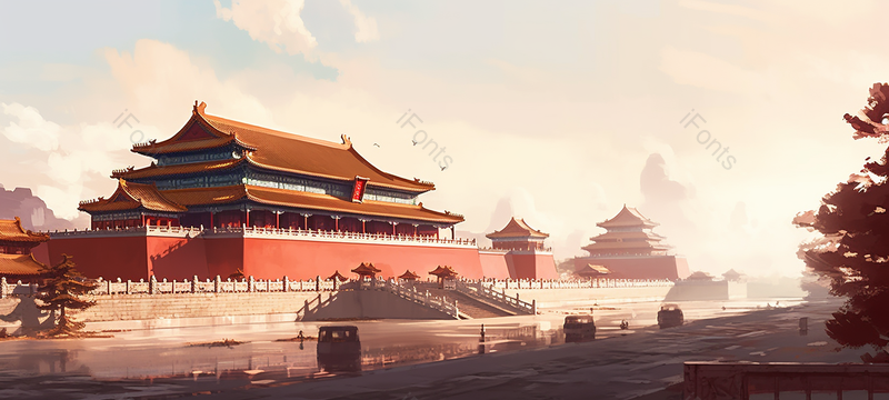 阳光照射在中国故宫建筑午门上空飞鸟飞起国庆节插画,插画/手绘图,插画/手绘图库,插画/手绘图下载,插画/手绘